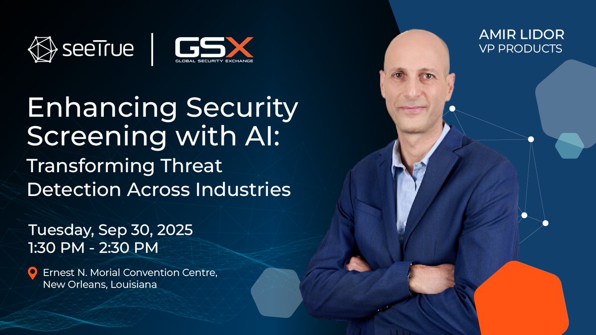 Heading to GSX 2025? Join our session on AI's role in security screening! Learn how AI boosts detection, reduces human error, and tackles insider threats. Get insights to integrate AI into your strategy. #GSX2025 #SecurityScreening #AI #ThreatDetection #OperationalExcellence