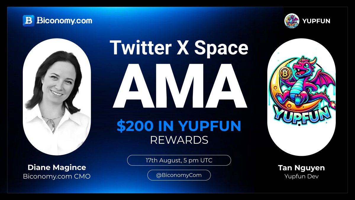 🚀 Biconomy.com &amp; #YUPFUNtoken Twitter/X Space #AMA 🚀

We are glad to announce the Space Session with the <a href="/YUPFUN_Token/">YUP.FUN - $YUPFUN Token</a>, which will launch on 17th August at 5 PM UTC on <a href="/BiconomyCom/">Biconomy.com</a> Space.🔥

💎 Join the Space to win $200 in $YUPFUN 🔥

✅To get rewards you need to: