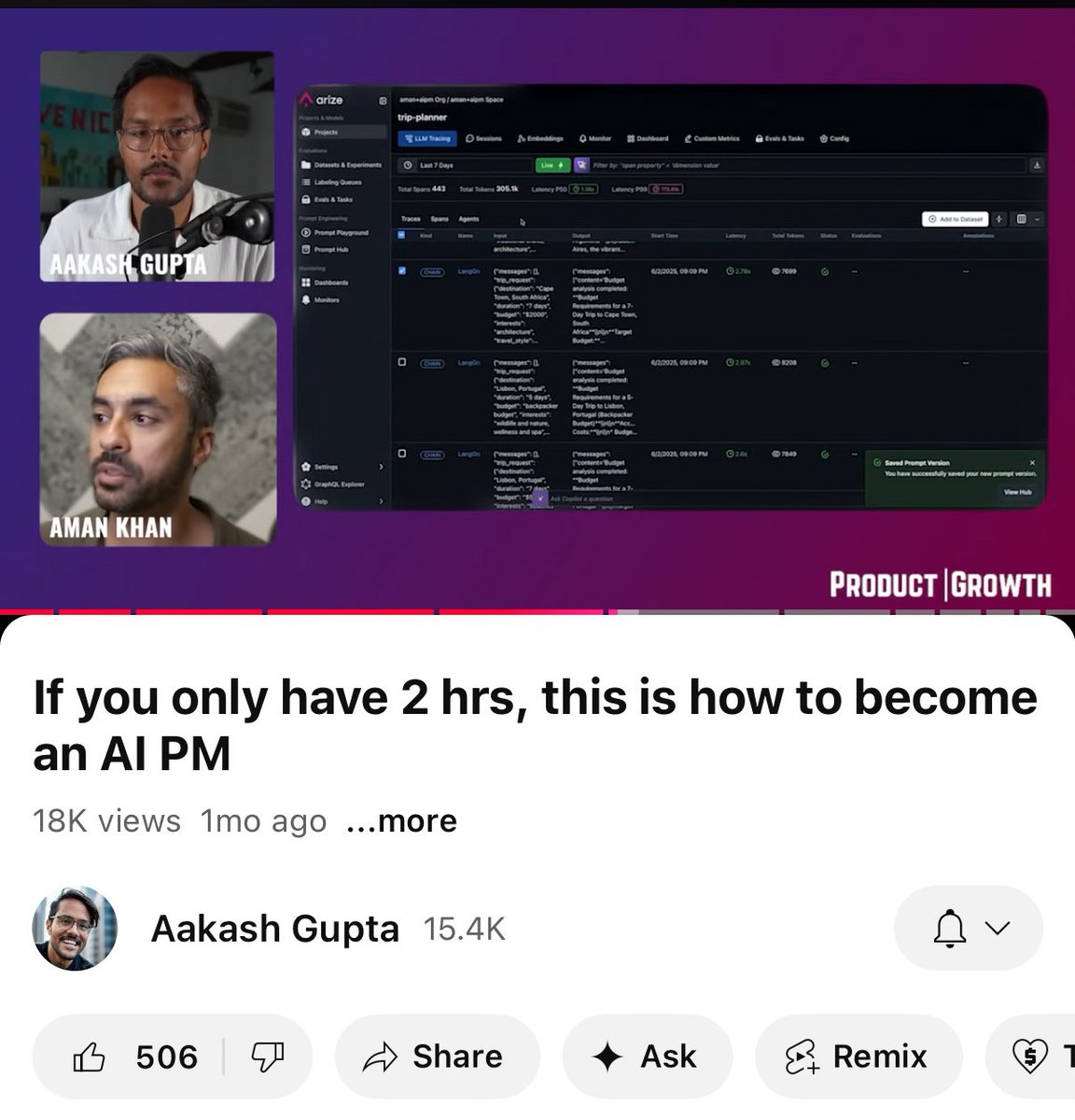 Love this quote from Aman, “Going from Vibe Coding to Thrive Coding.” - <a href="/amankhan/"></a>  &amp; <a href="/aakashgupta/"></a> 

 If you only have 2 hrs, this will help you become an AI PM 👉youtu.be/Ej4pBDaHspk?si…   

#ai #vibecoding #productgrowth #thrivecoding
