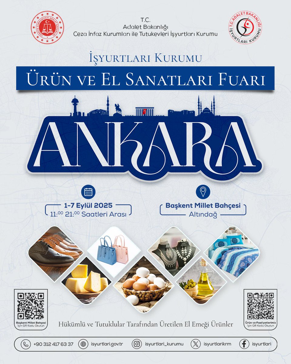 İşyurtları Ürün ve El Sanatları Fuarı” 1 Eylül’de Ankara’da Açılıyor
iydb.adalet.gov.tr/Home/SayfaDeta…