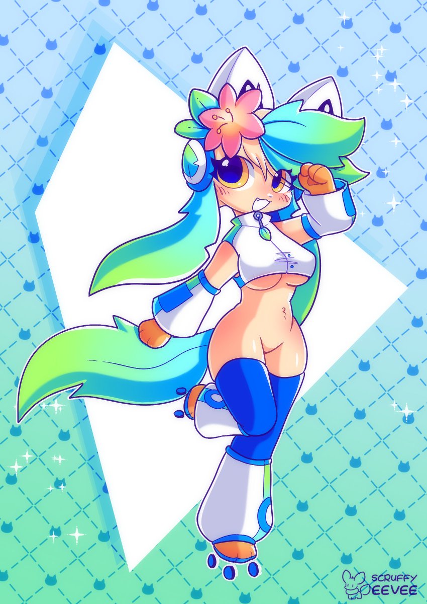 A cutie Cyber Leafeon!! (comm)
