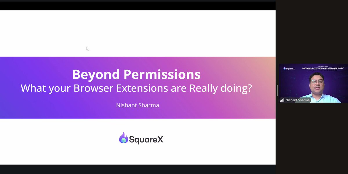 SquareX (@getsquarex) on Twitter photo We're live with our webinar Beyond Permissions — covering browser extension security!
Our Head of Cybersecurity Research <a href="/nishantsharmax/">Nishant Sharma</a>, is covering how malicious extensions operate behind the scenes, and how SquareX uses advanced static and dynamic analysis to uncover what We're live with our webinar Beyond Permissions — covering browser extension security!
Our Head of Cybersecurity Research <a href="/nishantsharmax/">Nishant Sharma</a>, is covering how malicious extensions operate behind the scenes, and how SquareX uses advanced static and dynamic analysis to uncover what