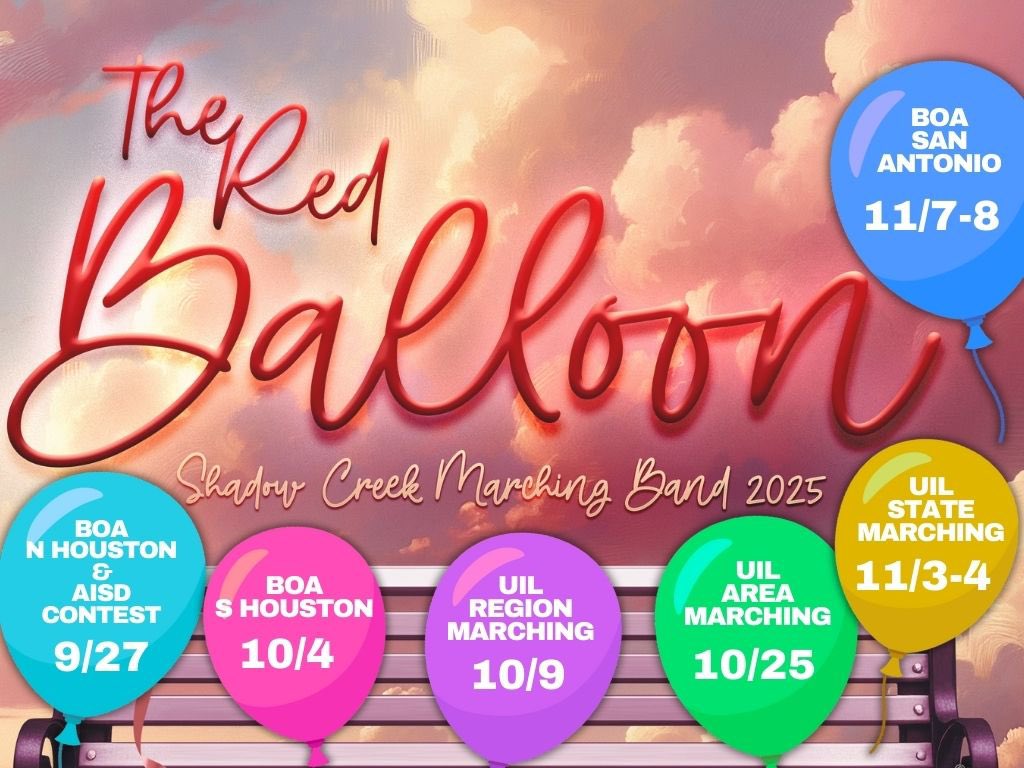 SC Marching Band Fall Contest Schedule!
We need LOUD shark support when the band takes the field this season!!!
<a href="/AlvinISD/">Alvin ISD</a> <a href="/AISDFineArts/">Alvin ISD Fine Arts</a> <a href="/ShadowCreekHS/">Shadow Creek HS</a>