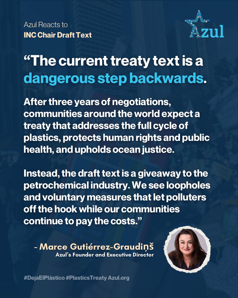 Azul (@azuldotorg) on Twitter photo In response to the current Chair Draft Text, Azul’s Founder and Executive Director and Head of Delegation, Marce Gutiérrez-Graudiņš (<a href="/minsd/">Marce G. Graudiņš</a>), released the following statement.
Read the full press release at bit.ly/AzulAtINC52 In response to the current Chair Draft Text, Azul’s Founder and Executive Director and Head of Delegation, Marce Gutiérrez-Graudiņš (<a href="/minsd/">Marce G. Graudiņš</a>), released the following statement.
Read the full press release at bit.ly/AzulAtINC52