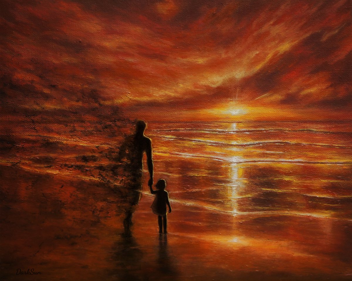 Love endures, I still feel like I'm always holding your hand, even beyond the horizon of life.

"Always "
Oil on canvas 

🎨🖤