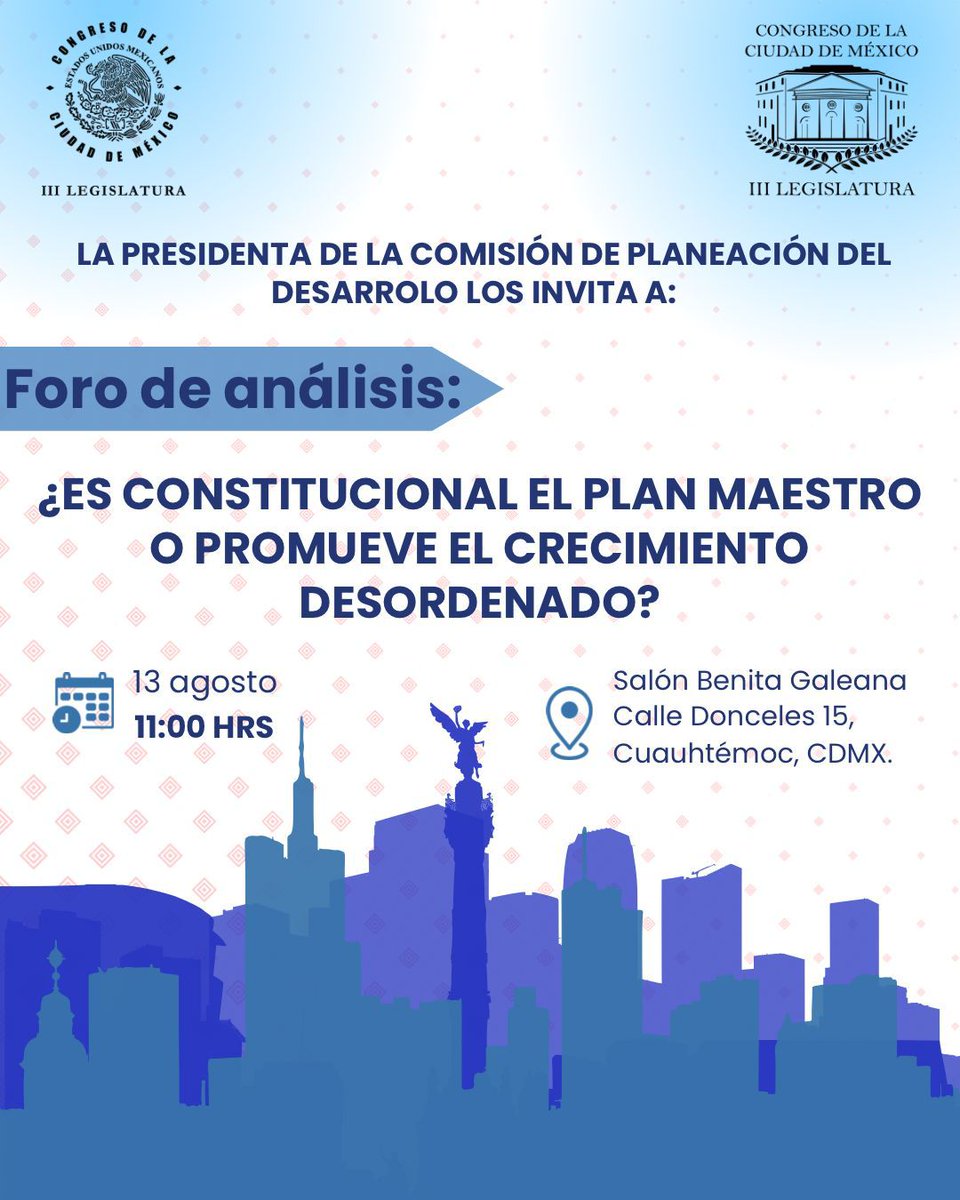 Les comparto el enlace del Foro en el que estoy participando en el Congreso sobre el Bando 1 #CDMX Donde plantearé los posicionamientos de vecinos
x.com/congreso_cdmex…