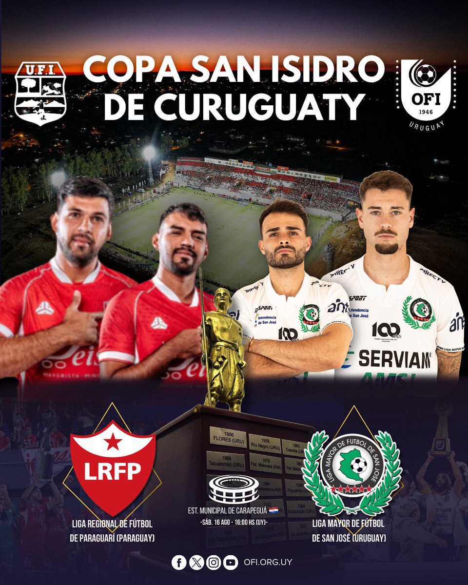 𝐂𝐨𝐩𝐚 𝐒𝐚𝐧 𝐈𝐬𝐢𝐝𝐫𝐨 𝐝𝐞 𝐂𝐮𝐫𝐮𝐠𝐮𝐚𝐭𝐲 𝟐𝟎𝟐𝟓 🇵🇾🤝🇺🇾

𝐿𝑖𝑔𝑎 𝑅𝑒𝑔𝑖𝑜𝑛𝑎𝑙 𝑑𝑒 𝐹ú𝑡𝑏𝑜𝑙 𝑑𝑒 𝑃𝑎𝑟𝑎𝑔𝑢𝑎𝑟í 🆚 𝐿𝑖𝑔𝑎 𝑀𝑎𝑦𝑜𝑟 𝑑𝑒 𝐹ú𝑡𝑏𝑜𝑙 𝑑𝑒 𝑆𝑎𝑛 𝐽𝑜𝑠é 

Partido de Ida. 

#SomosElInterior
#LaMayorRedDeportivaDelPaís