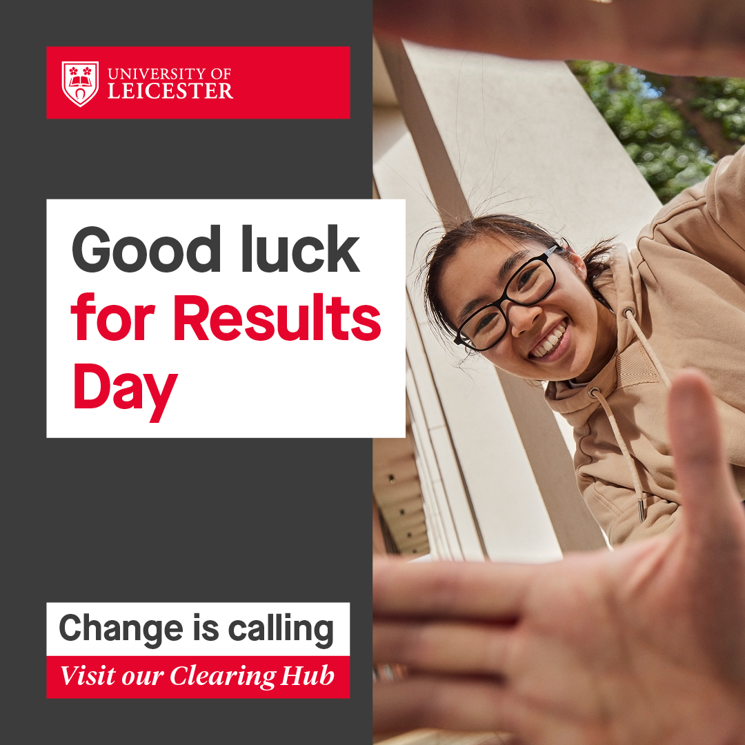 uniofleicester's tweet photo. From all of us here - good luck to everyone awaiting their exam results tomorrow.

If you need us, our phone lines are open from 7.00am tomorrow and our Clearing grades are now live! 

👉0116 373 6000 or https://t.co/9g3HT1CJZq

#CitizensOfChange #ChangeIsCalling #ResultsDayPrep https://t.co/UWnhZT3kXB