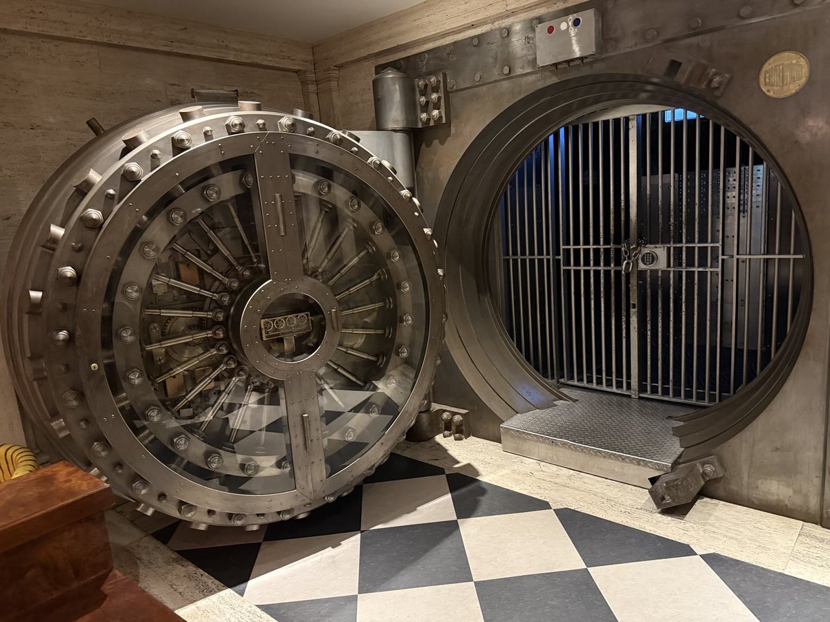 I had breakfast ⁦<a href="/TheNedLondon/">The Ned London</a>⁩ today and noticed this incredible bank vault. Incredible how today we use cryptography instead of concrete and steel to secure our most valuable assets.