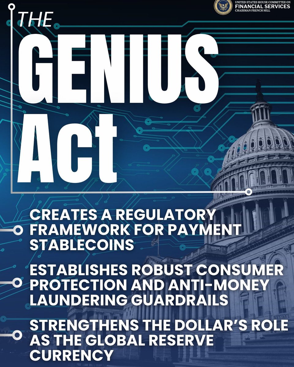Last month, the House passed three landmark crypto bills—the CLARITY Act,  the ANTI-CBDC Surveillance State Act, and the GENIUS Act, the latter of  which was ultimately signed into law by the President.
