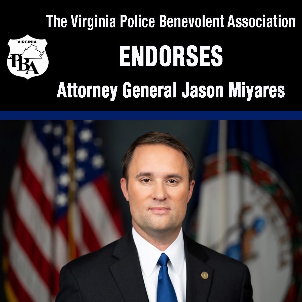 It’s an honor to have the Virginia Police Benevolent Association’s trust and support in this election. 

Law-and-order leadership matters, and I’m proud to stand with the courageous men and women who wear the badge and protect Virginians every day.