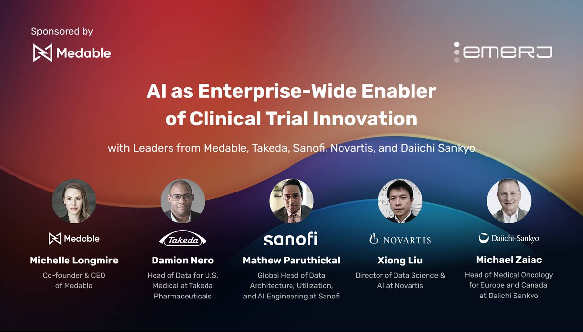 Emerj AI Research (@emerj) on Twitter photo How are leaders at <a href="/medableinc/">Medable</a> <a href="/TakedaPharma/">Takeda</a> <a href="/Novartis/">Novartis</a> and <a href="/DaiichiSankyoUS/">Daiichi Sankyo US</a> using AI to streamline trials, improve data use, and build trust in automation?
Read the full <a href="/Emerj/">Emerj AI Research</a> article:
emerj.com/ai-as-enterpri… How are leaders at <a href="/medableinc/">Medable</a> <a href="/TakedaPharma/">Takeda</a> <a href="/Novartis/">Novartis</a> and <a href="/DaiichiSankyoUS/">Daiichi Sankyo US</a> using AI to streamline trials, improve data use, and build trust in automation?
Read the full <a href="/Emerj/">Emerj AI Research</a> article:
emerj.com/ai-as-enterpri…