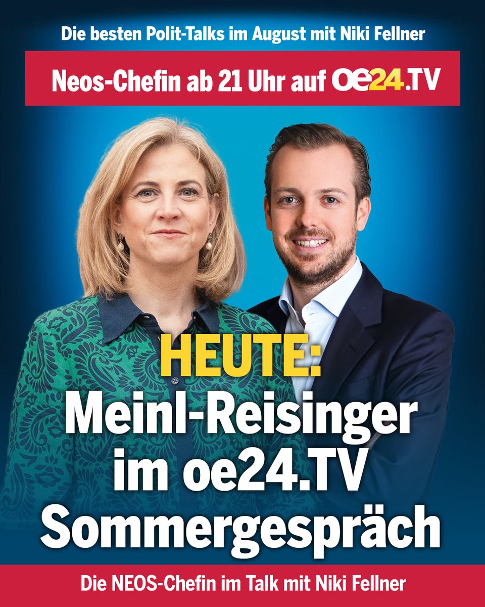 oe24at's tweet image. 🌞 Sonne, Sommer, Politik – aber ohne Schönreden!
Beate Meinl-Reisinger im oe24.TV Sommergespräch: ehrlich, frisch und auf den Punkt.
 📺 Jetzt live oder im Stream – Politik, wie sie sein sollte.
#Sommergespraeche #MeinlReisinger #NEOS #oe24TV #PolitTalk