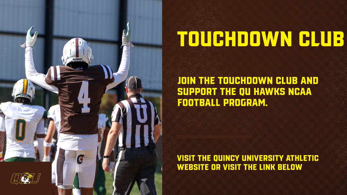 Two weeks ‘til kickoff 🏈🦅 Join the Touchdown Club and help fuel the Hawks this season! #HawkUp #TouchdownClub 

🔗bit.ly/QUTouchdownClub