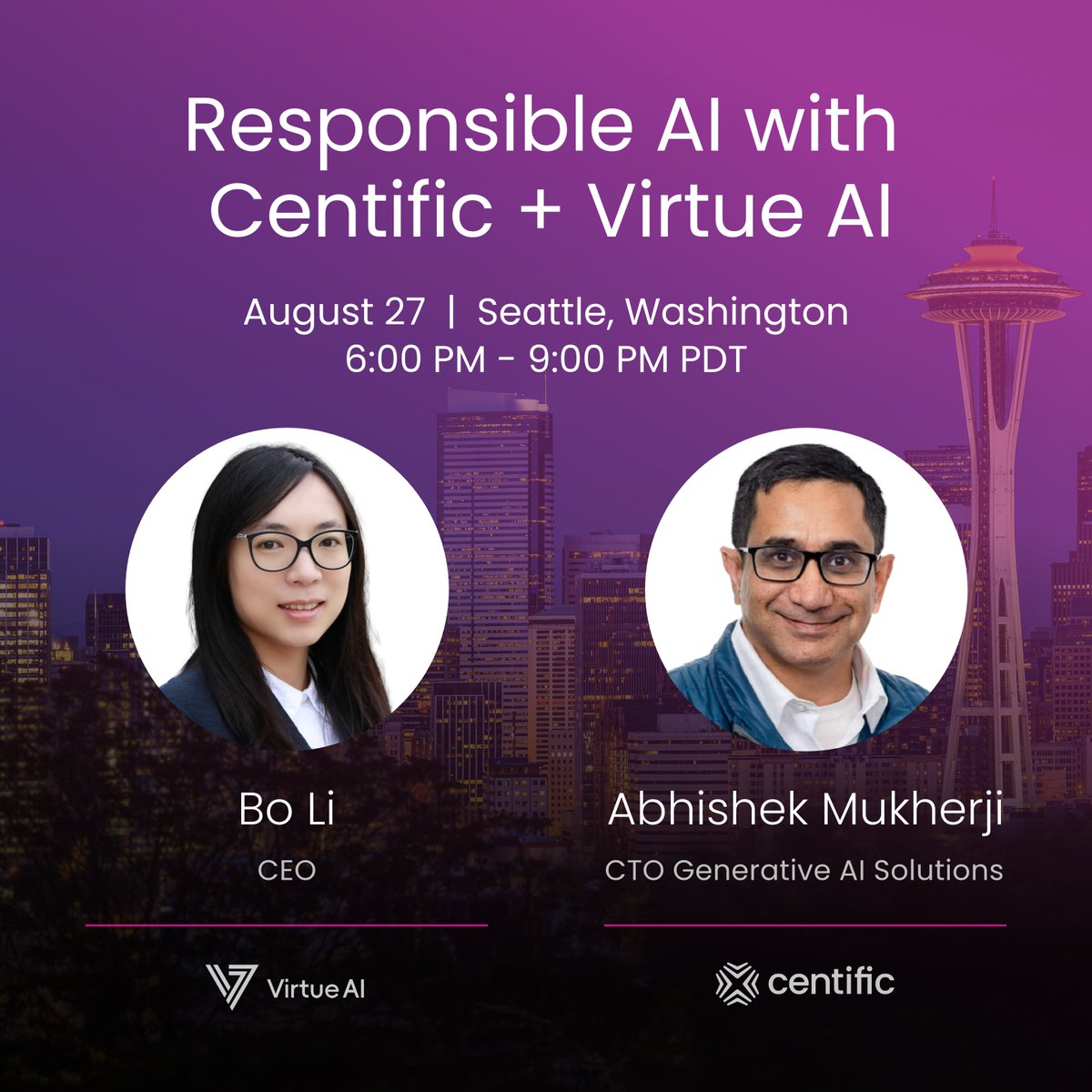 Centific (@centificglobal) on Twitter photo Seattle and Palo Alto!
Join Dr. Bo Li (<a href="/uiuc_aisecure/">Bo Li</a>), CEO of <a href="/VirtueAI_co/">Virtue AI</a> and Centific Field CTO Dr. Abhishek Mukherji for an evening on building AI that’s powerful and trustworthy.
Seattle: lu.ma/i4ke44n1
Palo Alto: lu.ma/rzwl5i2b
#ResponsibleAI Seattle and Palo Alto!
Join Dr. Bo Li (<a href="/uiuc_aisecure/">Bo Li</a>), CEO of <a href="/VirtueAI_co/">Virtue AI</a> and Centific Field CTO Dr. Abhishek Mukherji for an evening on building AI that’s powerful and trustworthy.
Seattle: lu.ma/i4ke44n1
Palo Alto: lu.ma/rzwl5i2b
#ResponsibleAI