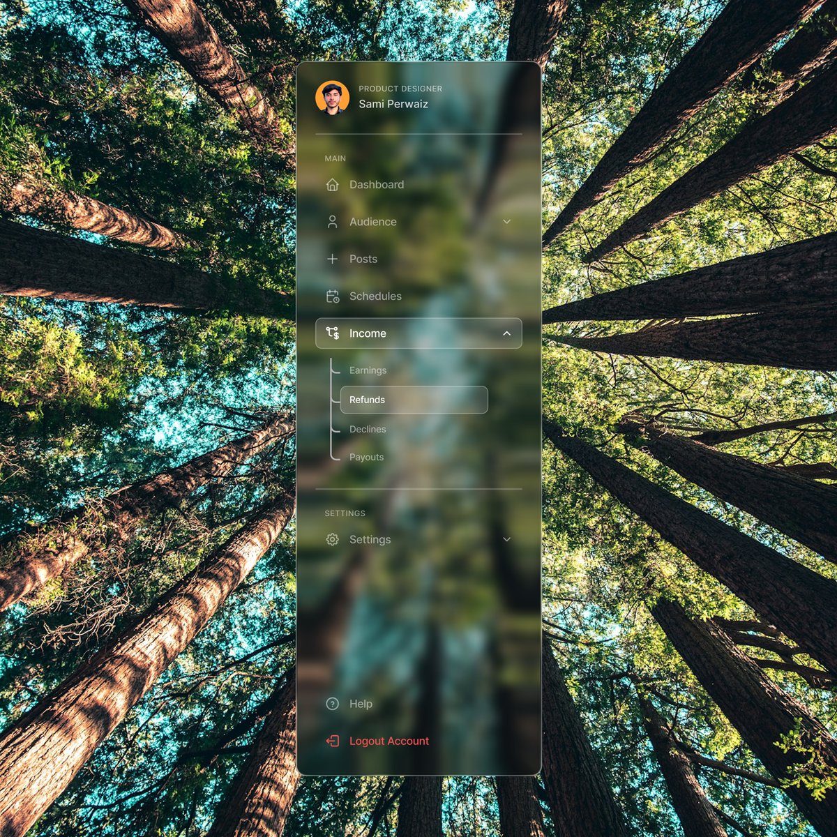 uxui_sami's tweet image. This sidebar design stopped scrolling 👀

#GlassUI #UIDesignTrends #DesignTok #UIMagic