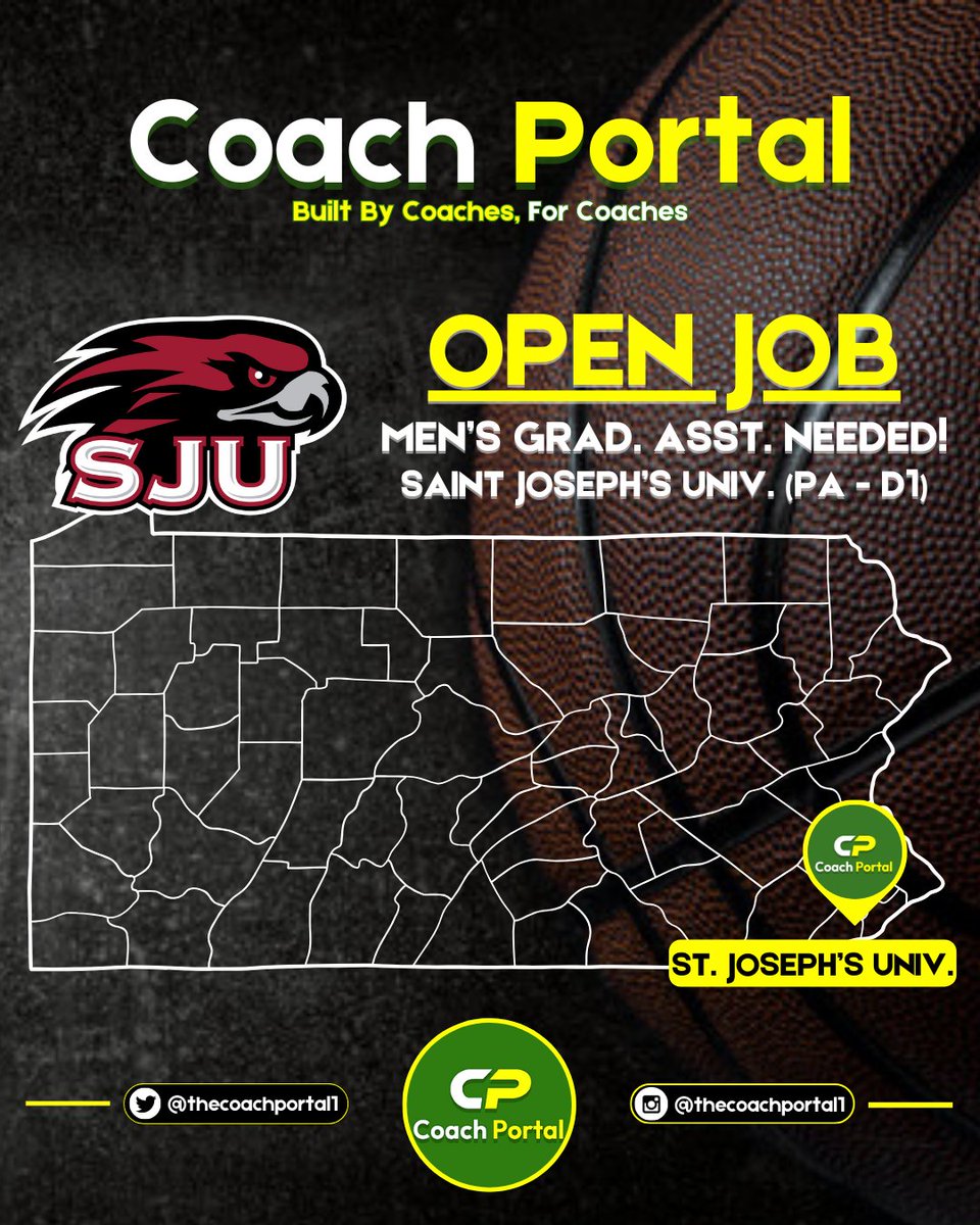 🔴🏀Saint Joseph's Univ. MBB (PA - D1) is looking for a volunteer, Grad. Asst. There is no financial compensation. Can expect to assist in all phases of the progra. College playing experience is required. Start date is August 25th.

📧If interested, email resumes to