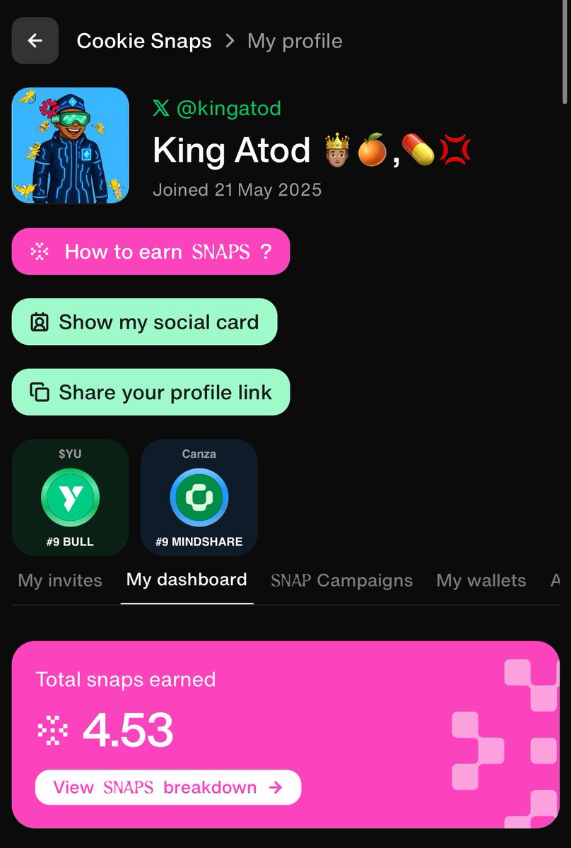 I decided to check my <a href="/cookiedotfun/">Cookie DAO 🍪</a> profile today and saw that I have 2 new badges for talking about <a href="/yalaorg/">Yala</a> $YU and <a href="/canza_io/">Canza</a> $CANZA

Strangely, I’m still missing from the <a href="/canza_io/">Canza</a> leaderboard despite posting about them and earning a badge on Cookie. Isn’t that ironic?

It’s