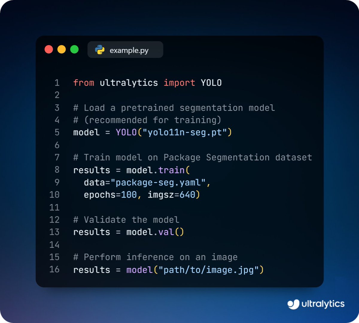 ultralytics's tweet image. Train Ultralytics YOLO11 segmentation models on the package-seg dataset!

Detect and segment packages with pixel-level accuracy, ideal for logistics, inventory, and warehouse automation.

Start training ➡️ ow.ly/Ak2x50Wr0h0

#YOLO11 #Segmentation #AI