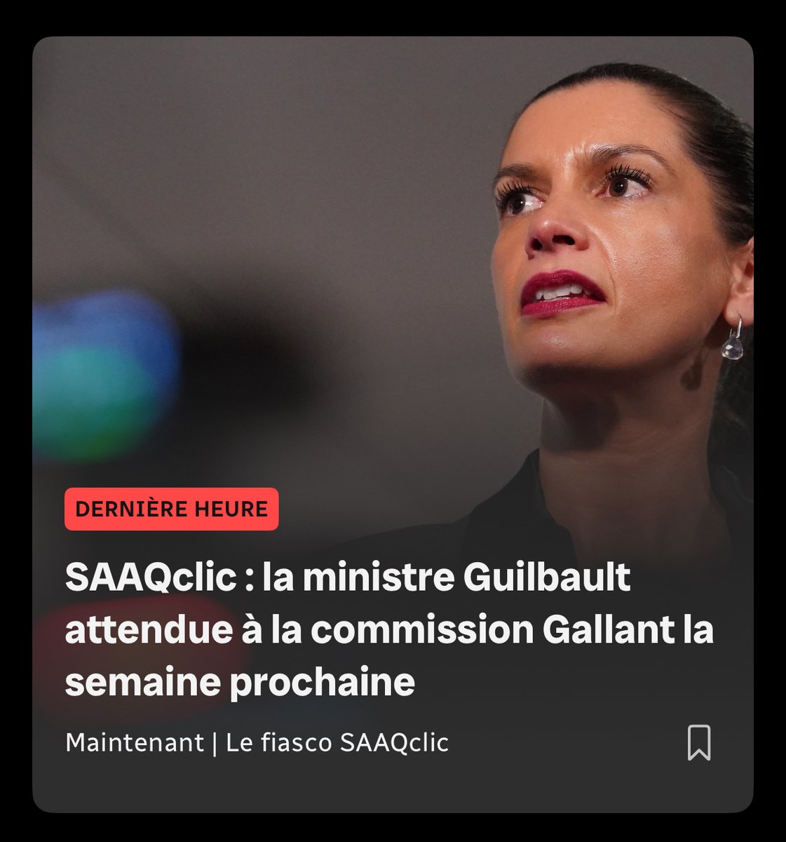 Fiasco SAAQclic : la ministre Geneviève Guilbault est attendue à la commission Gallant pour témoigner la semaine prochaine ici.radio-canada.ca/nouvelle/21852…