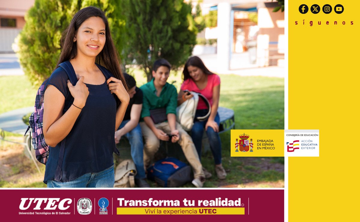 Consejería de Educación de España en México (@consejeriaedumx) on Twitter photo ✨¿Eres estudiante en la <a href="/UTECedusv/">Utec El Salvador</a> y deseas hacer una movilidad internacional en 🇪🇸?
🎓Vive la experiencia académica en universidades españolas, accede a becas, y enriquece tu formación con una visión global.
¡Asiste a la Feria de Movilidades!
📅 15 de agosto
#DescubreEspaña ✨¿Eres estudiante en la <a href="/UTECedusv/">Utec El Salvador</a> y deseas hacer una movilidad internacional en 🇪🇸?
🎓Vive la experiencia académica en universidades españolas, accede a becas, y enriquece tu formación con una visión global.
¡Asiste a la Feria de Movilidades!
📅 15 de agosto
#DescubreEspaña