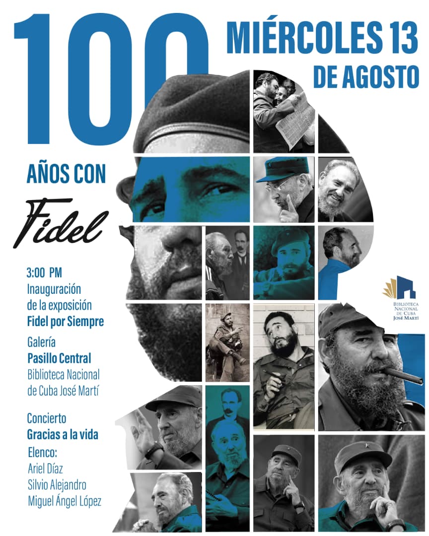 🇨🇺 La <a href="/BiblioNacCuba/">Biblioteca Nacional de Cuba José Martí</a> evoca al líder histórico de la Revolución, a 99 años de su nacimiento.

⭐🖼️🎶 Desde el arte, rendimos tributo al eterno Comandante en Jefe.

#100AñosConFidel