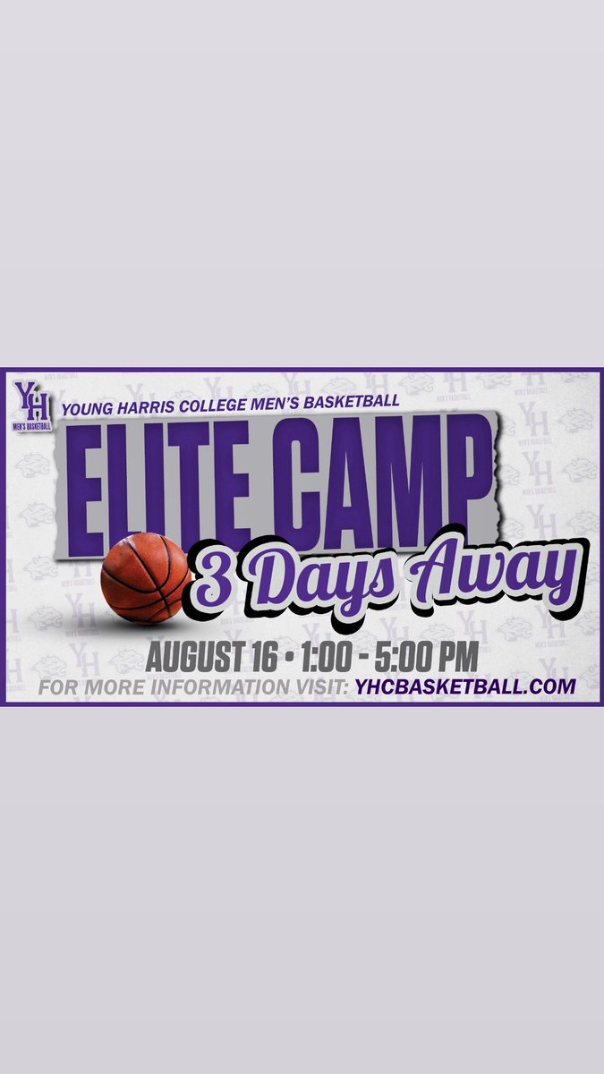 <a href="/YHC_MBB/">Young Harris Basketball</a> .. see you there👀👀

Camp Registration and details can be found at yhcbasketball.com