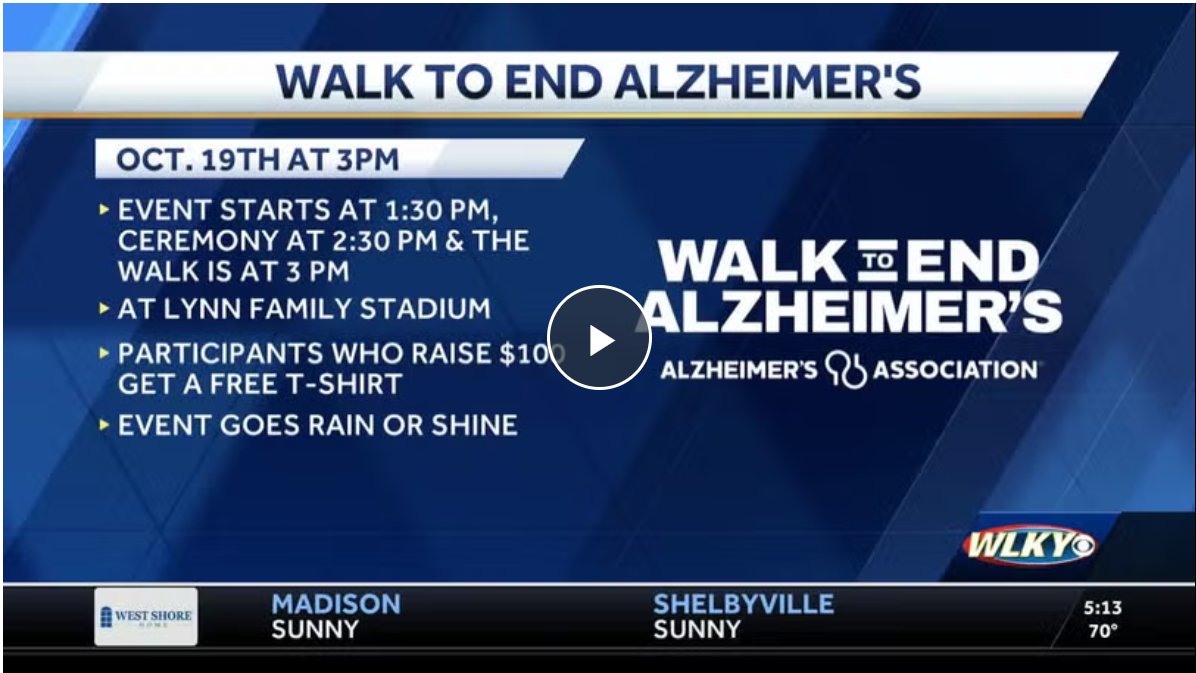 Thanks so much to <a href="/WLKY/">WLKY</a> for hosting our Louisville #Walk2EndAlz manager, Lisa Young, and ambassador, Melanie Sparks. Watch the segment to learn why you should get involved! wlky.com/article/louisv…