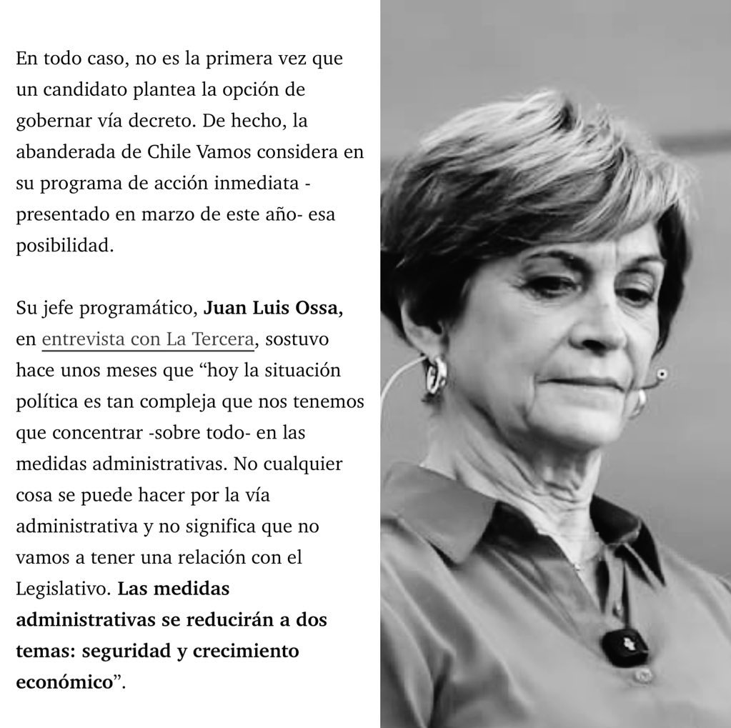 <a href="/HernanLarrain/">Hernan Larrain M.</a> <a href="/joseantoniokast/">José Antonio Kast Rist 👍🇨🇱</a> En el programa de Matthei se considera gobernar vía decretos, según su jefe programático. <a href="/latercera/">La Tercera</a>