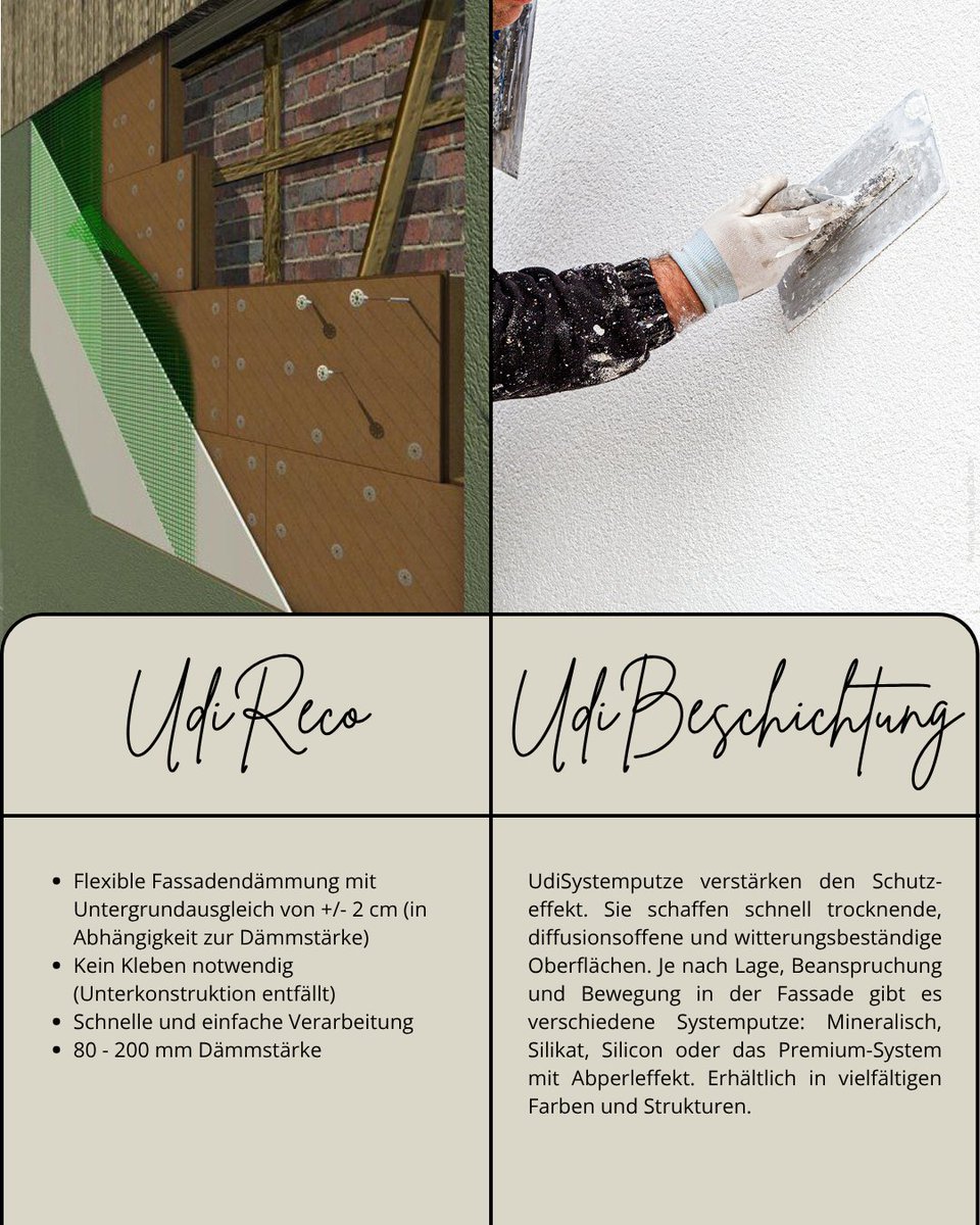 Bei einer #Fassadensanierung zählt neben dem frischen Aussehen auch, was darunter steckt! Udi Holzfaser-Dämmsysteme überzeugen v.a. durch ihre Diffusionsfähigkeit – Algen &amp; Pilze haben keine Chance. Mit idealem Hitze- &amp; Kälteschutz. 
Zu den Systemen: udidaemmsysteme.de/udi-systeme/fu…
