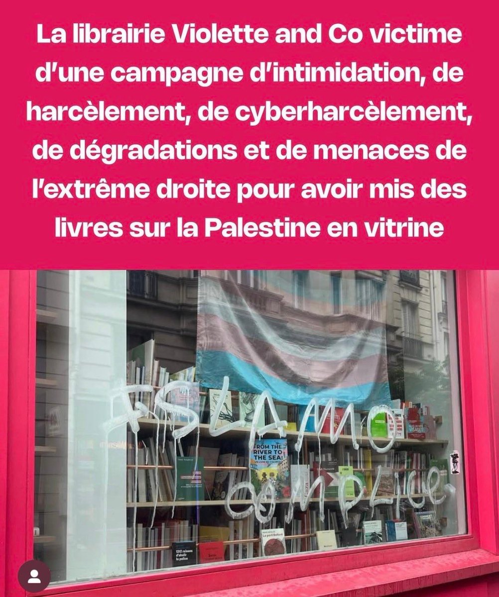Nos camarades de la librairie Violette and Co subissent pressions et harcèlement de la part de militants sionistes et d'élus de droite. Nous leur apportons tout notre soutien : alors que le carnage se poursuit en Palestine, l'atmosphère en France est toujours plus puante.