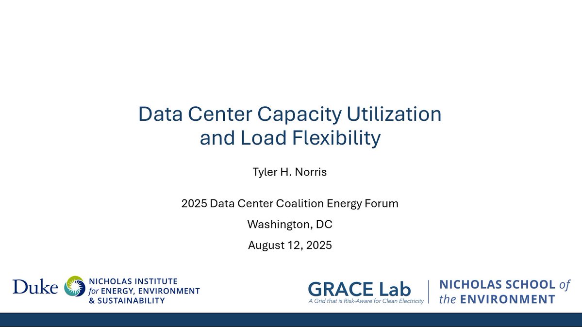 Tyler Norris (@tylerhnorris) on Twitter photo Grateful to the Data Center Coalition for inviting me to speak at their Energy Forum in DC w/ fmr FERC commissioner Allison Clements (<a href="/ClementsFERC/">Allison Clements</a>) yesterday, where we discussed pathways and hurdles to load flexibility (my deck is linked below).
Most encouraging was hearing Grateful to the Data Center Coalition for inviting me to speak at their Energy Forum in DC w/ fmr FERC commissioner Allison Clements (<a href="/ClementsFERC/">Allison Clements</a>) yesterday, where we discussed pathways and hurdles to load flexibility (my deck is linked below).
Most encouraging was hearing