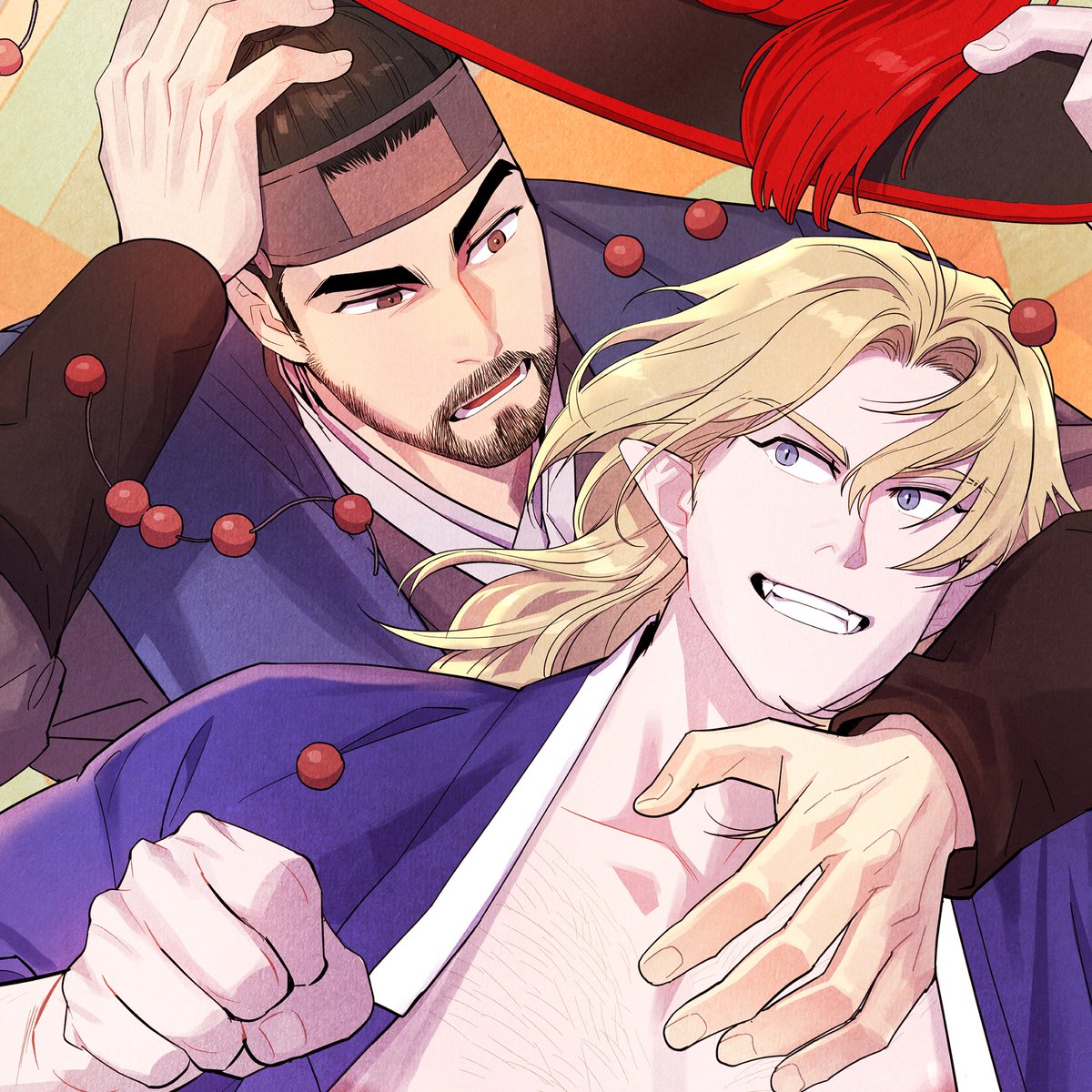 데뷔작 <어디에 쓰는 물건인고>와 <무엇에 쓰는 물건인고>가 리디북스에 런칭했습니다.  9월 2일까지 소장가 300원! 
😉성인BL/시대물/중년/근육/인외/사건해결
정말 즐겁게 그렸답니다. 재미있게 봐 주셨으면 좋겠습니다~
😈어쓰물 ridibooks.com/books/49460002…
😈무쓰물 ridibooks.com/books/49460002…