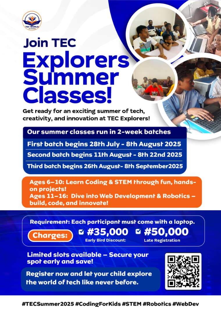 TECworldng's tweet photo. 📚Registration is on going- Limited Slots!

📍Location: TEC Centre : No 91 Ada George Road by Total look bus stop, opposite Brick Rock Hotel, Office Chinda Portharcourt, Rivers State.

#TECWorld #WebDevelopment #Coding
#TechSkills 
 #RemoteWork
#FutureIsTech.
#BBNaija 
#Dede https://t.co/HtE2TiOE5V