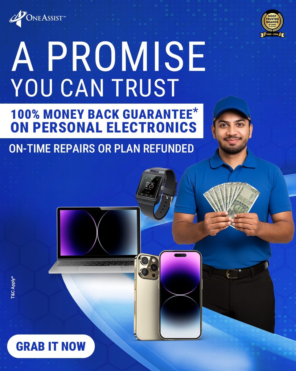 oneassist_in's tweet image. Looking for a protection plan with 0% downside and 100% upside? Look no further than OneAssist - offering Money Back Guarantee in the rare case of delayed repairs. Ask your retailer today!   

#ZeroRisk #FullProtection #OneAssistGuarantee #PeaceOfMind #MoneyBackPromise