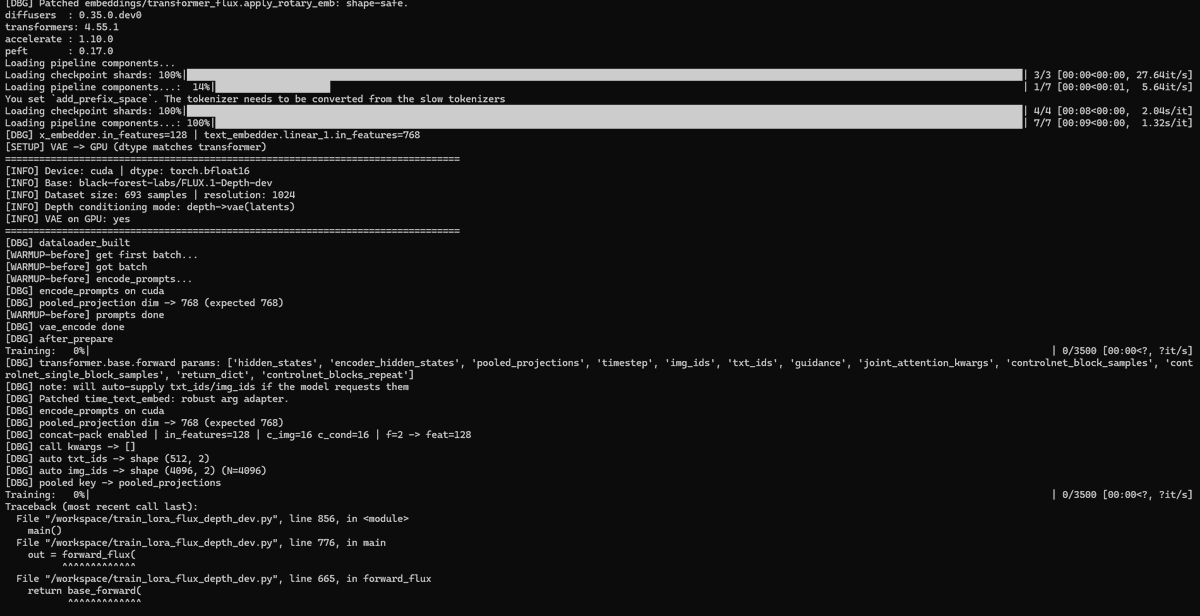 EVcore's tweet photo. For two days I've been struggling to adapt a script to train a depth LoRA for Flux depth. I'm trying to port the mask channel logic from Sebastian-Zok's repo and integrate it into ostris's AI toolkit while  accounting for how he handles FK the control image channel So far no luck https://t.co/0QEUzGAGxN