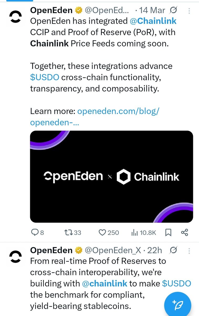 UPUPSOON's tweet photo. OpenEden is building the bridge to a new financial system. The mission is to bring real-world assets on-chain to unlock trillions of dollars in value.
#PoweredByChainlink
#SecuredByChainlink
$LINK https://t.co/mTKebe1yVf