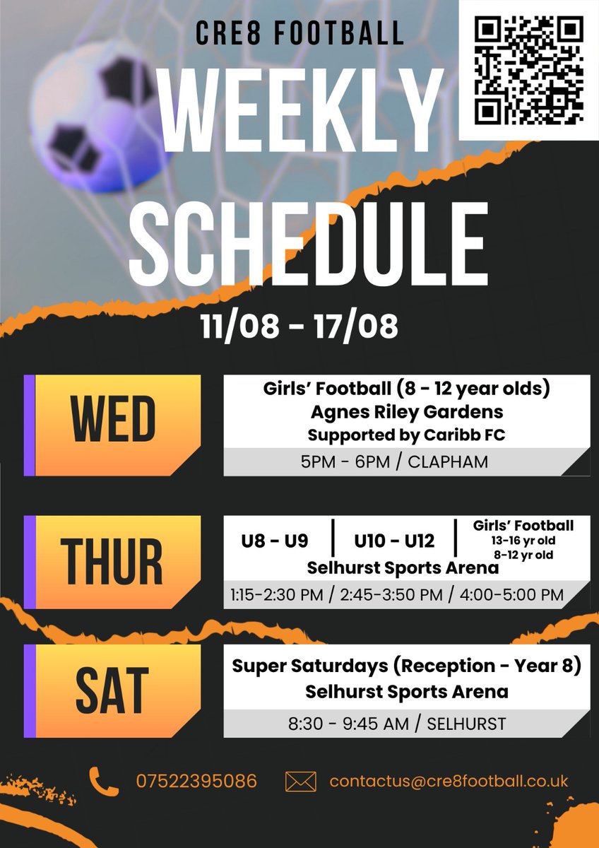 Our remaining sessions this week in Balham/Clapham &amp; Croydon.
 
To book:
cre8-football.class4kids.co.uk

Contactus@cre8football.co.uk 

Please spread the word.

#EnjoyLearnDevelop 😁⚽️👏