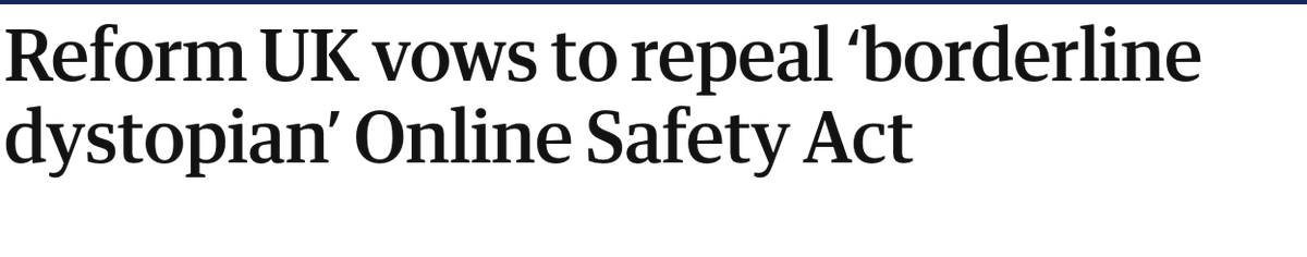 sebastiansalek's tweet photo. 3. Reform are anti-children’s safety.

Farage has pledged to scrap a law which:

• Requires social media sites to protect children
• Makes cyber-flashing a criminal offence
• Outlaws AI deep fake porn https://t.co/cU2gSegaTl