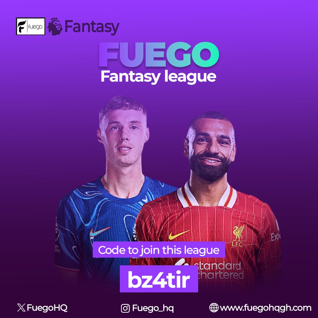 🚨‼️‼️
FUEGO FANTASY LEAGUE 
Entertaining, competitive and rewarding league. 

Winner🥇: Trophy 🏆 , A fuego T-Shirt, A tote bag and a side bag.
Runner Up🥈: Fuego tote bag and a Fuego side bag.

How to play:
☑️ Follow <a href="/FuegoHQ/">FUEGO</a> 
☑️Like and repost 
☑️League code: bz4tir

NB: