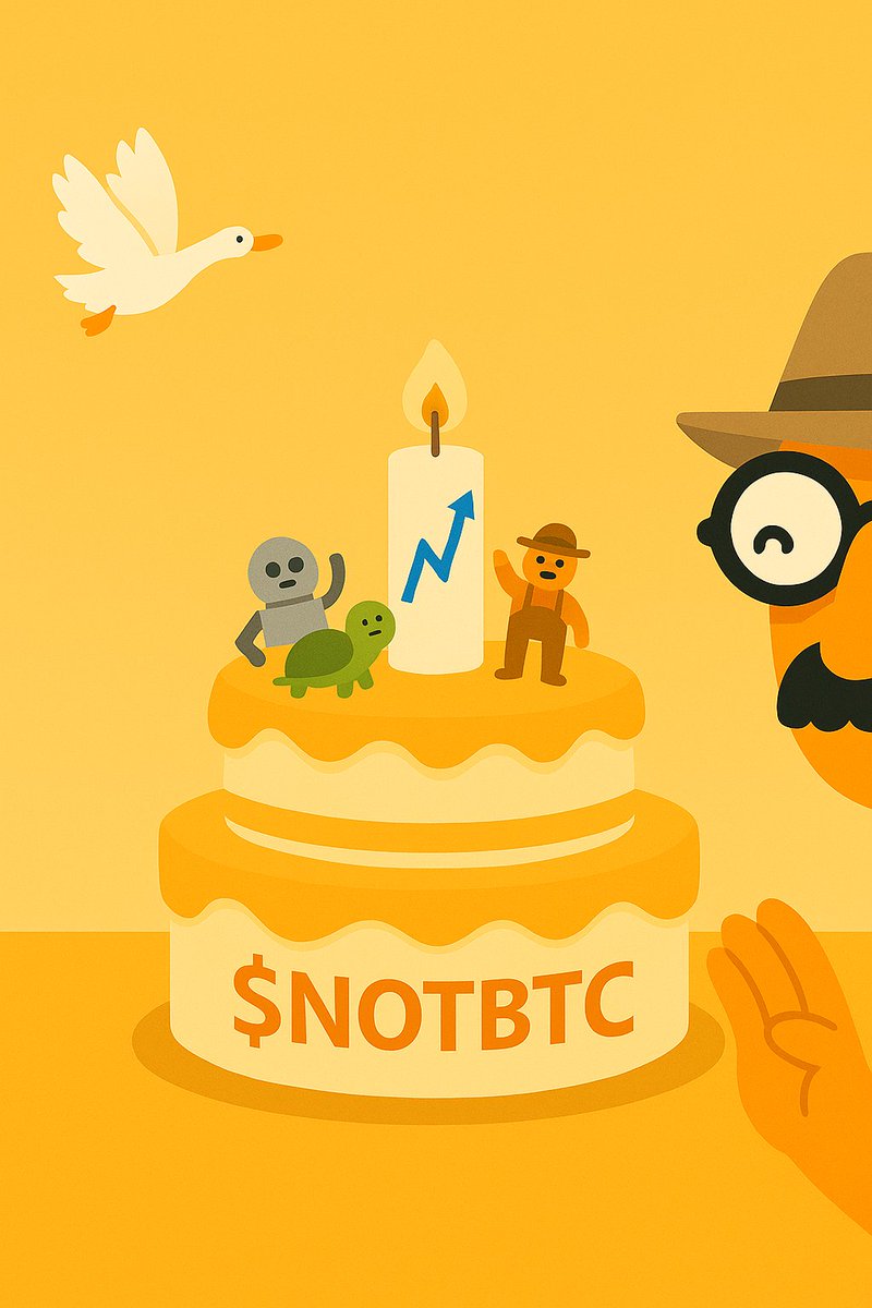 notbtc_cto's tweet image. Some water seeds. 🌱
Some chase geese. 🪿
Under 2 months old — bots came, farmers came,
The goose brought cake. 🎂

We just sat… and grew roots. 🌳🐢

#NOTBTC #DoNothingBeLegend #NOTWORK