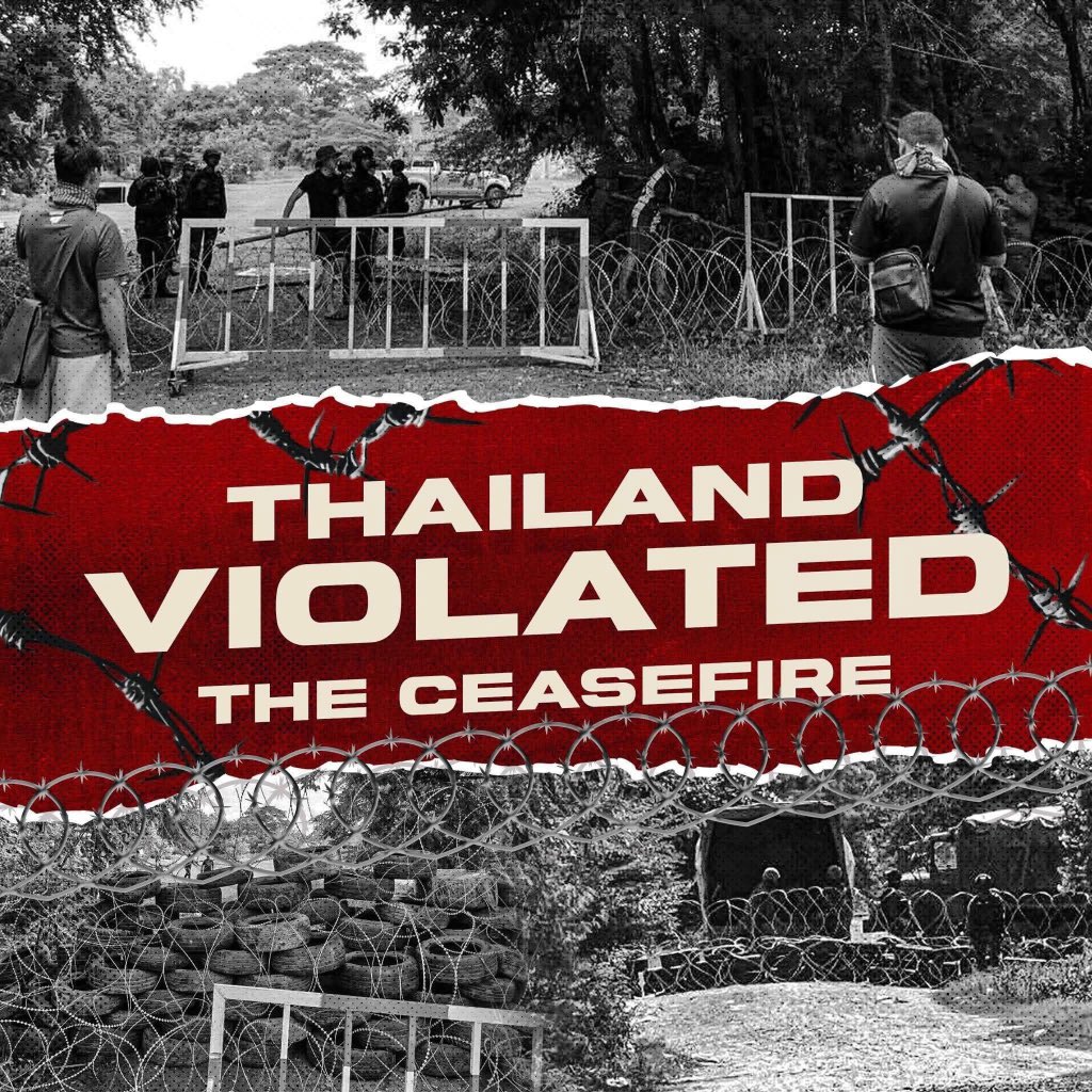 KCHHORDA's tweet photo. THAILAND, STOP YOUR INVASION AND RESPECT THE CEASEFIRE!

#ThailandViolatesCeasefire https://t.co/h1yFCJ4vQd