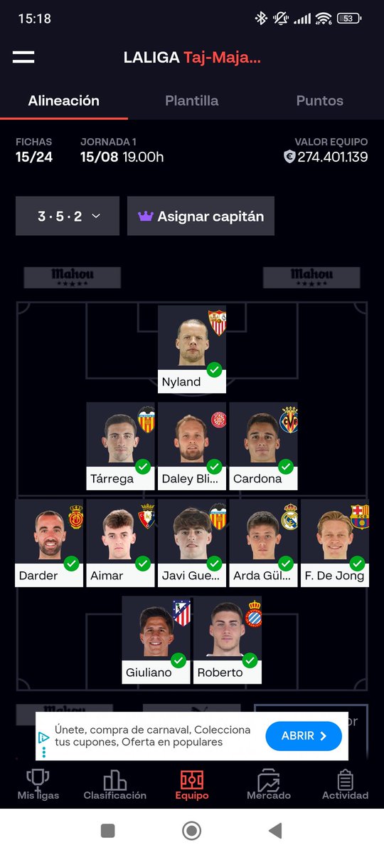 Kakofff's tweet photo. @Caboot01 Tengo 9M de déficit y en el banquillo:
DFC: Dela
Medios: Pablo Torre y Galarreta
Delantero: Isaac Romero

También quiero saber a largo plazo: Darder o Pablo Torre. https://t.co/MKtYPCT5oo