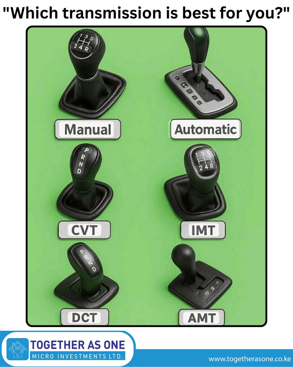"Which transmission is best for you?"
togetherasone.co.ke
#togetherasoneplc
#TogetherWeCan
#TogetherAsOne