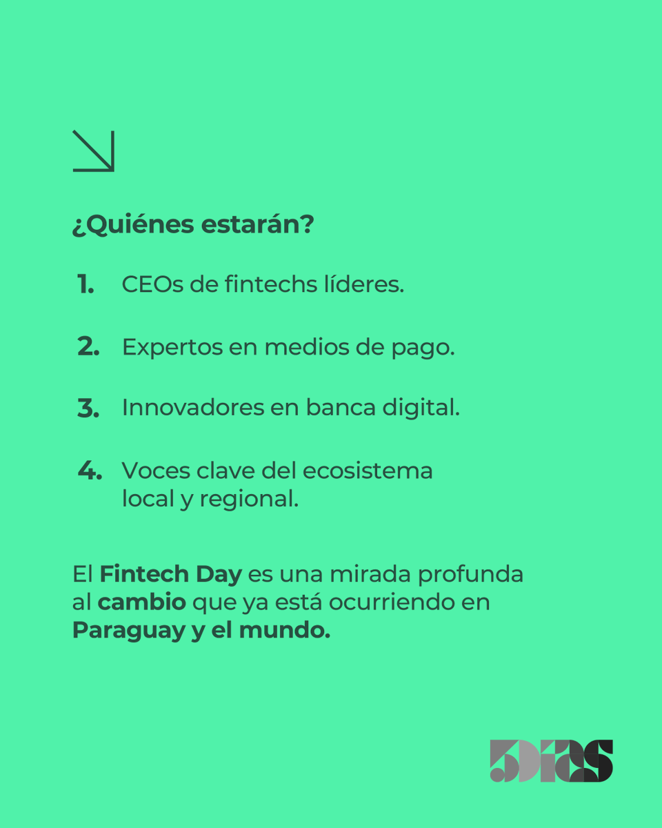 5DiasPy's tweet photo. 🎤 Se viene el gran día.
El Fintech Day reúne a los protagonistas que están transformando el ecosistema financiero en Paraguay y la región.
📅 Mañana 14 de Agosto | Centro de eventos del Paseo La Galería
#FintechDay #FintechLatam #InnovaciónFinanciera https://t.co/nO9LM2PGZf