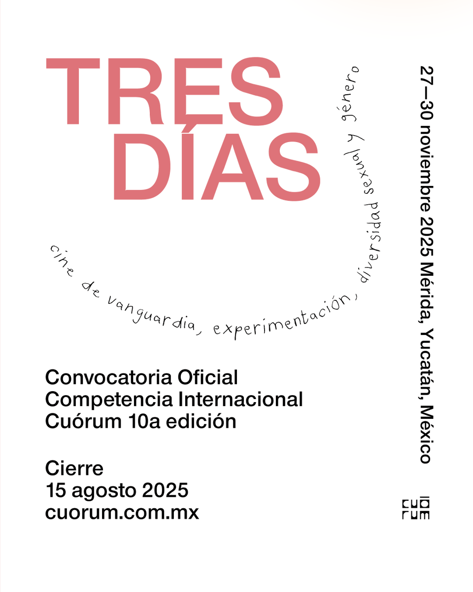 La fecha límite está por llegar. Si aún no inscribes tu película, esta es la señal. Tienes hasta el viernes 15 de agosto 23:59 (horario de México). ¡Forma parte de la Competencia Internacional de cortos de Cuórum, 10a edición!
🔗 cuorum.com.mx