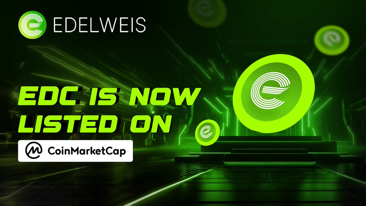 Edelweis (@edelweis_app) on Twitter photo 🚀 It’s Official — $EDC is now on <a href="/CoinMarketCap/">CoinMarketCap</a>! 🚀
We are live on the world’s #1 crypto tracking platform — giving you real-time prices, charts, market data & more, all in one place.
📊 Track $EDC, add it to your watchlist, and follow our journey as we keep building the 🚀 It’s Official — $EDC is now on <a href="/CoinMarketCap/">CoinMarketCap</a>! 🚀
We are live on the world’s #1 crypto tracking platform — giving you real-time prices, charts, market data & more, all in one place.
📊 Track $EDC, add it to your watchlist, and follow our journey as we keep building the