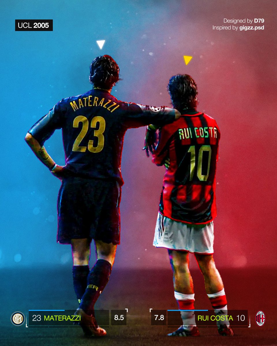 d79_zgn's tweet photo. 🔥 UCL 2005 — Rui Costa & Materazzi.
Respect beyond rivalry.
Iconic football moment in EA FC style.
#RuiCosta #Materazzi #UCL2005 #ACMilan #InterMilan #FootballArt #EAFCStyle #FootballGraphics https://t.co/9za4za5apq