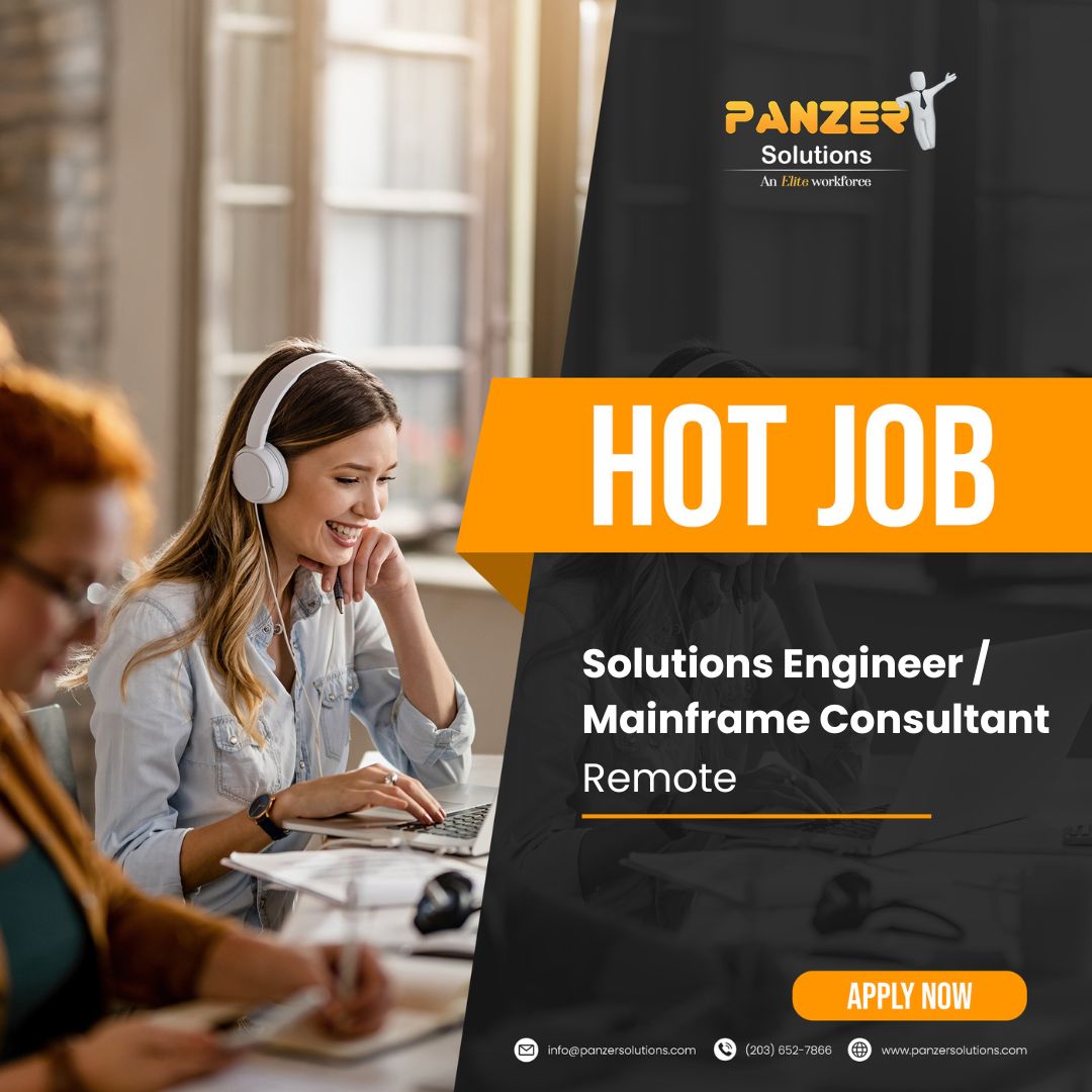panzersolution's tweet image. Job Title: Solutions Engineer/Mainframe Consultant
Location: Remote
Duration: 12+ Months
Share resumes at resume@panzersolutions.com
Click Here: panzersolutions.com/jobopportunuti…
#PanzerSolutions #SolutionsEngineer #engineer #mainframeconsultant #consultant #JobSearch #JobSeekers #job