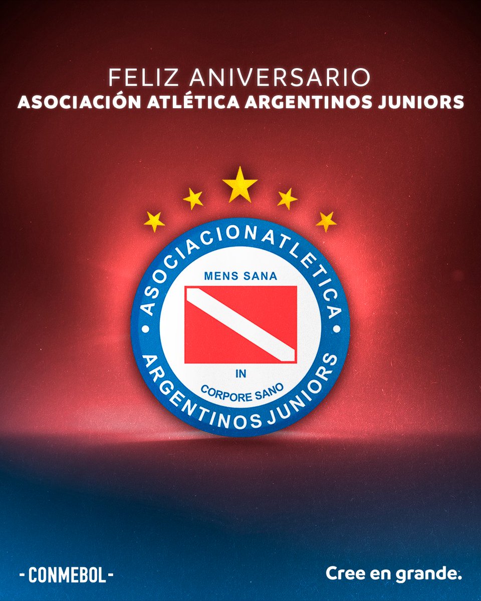 CONMEBOL's tweet photo. ¡Feliz cumpleaños, @AAAJoficial! 🥳🇦🇷

#CreeEnGrande https://t.co/ynuqDGMclj
